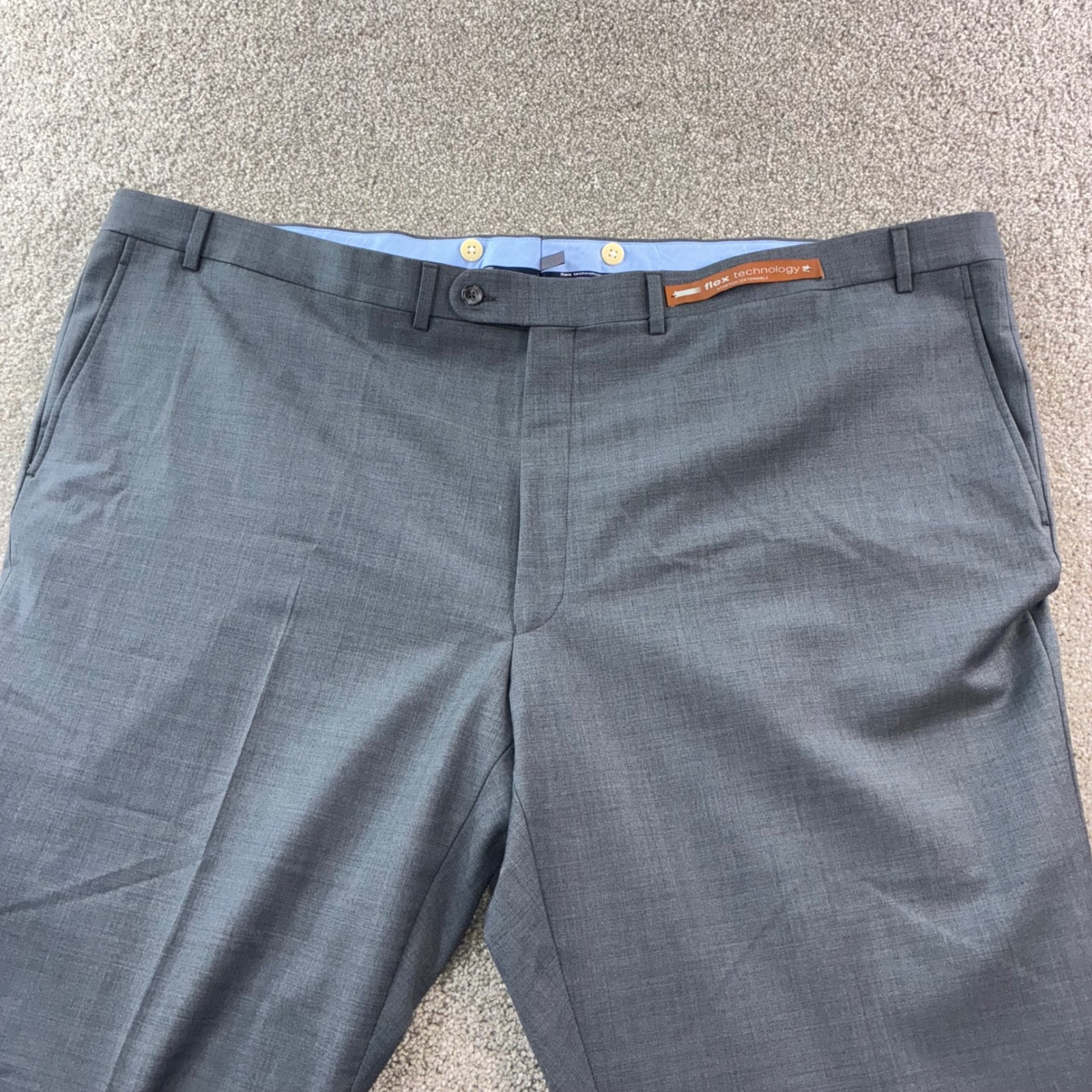 Rivera By Jack Victor Mens 54r Flex Technology Pants Gray Flat Front Comfort